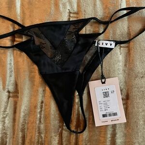 Livy Luxury Black Lace Thong from Paris